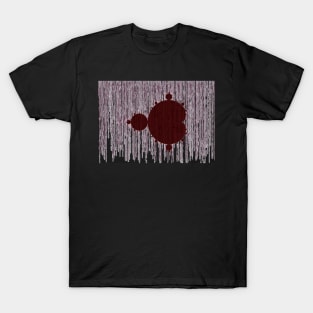 Mandelbrot Set Matrix Code (Red Oxblood Maroon) T-Shirt